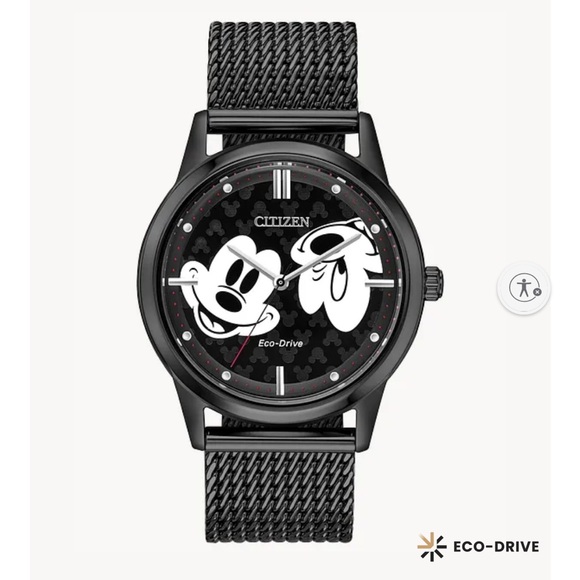 Citizen Eco-Drive Black Watch with Mickey Mouse Design